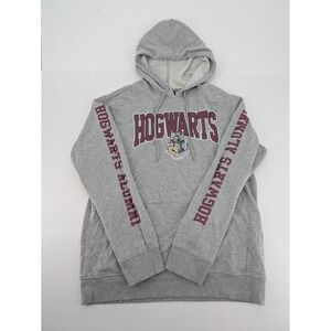 Harry Potter Hogwarts Alumni Hoodie Mens Medium Gray Graphic Pullover Sweatshirt